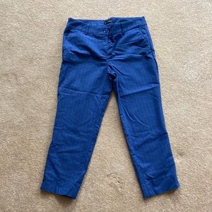 Hilary Radley blue geometric ankle ponte taper pants capri